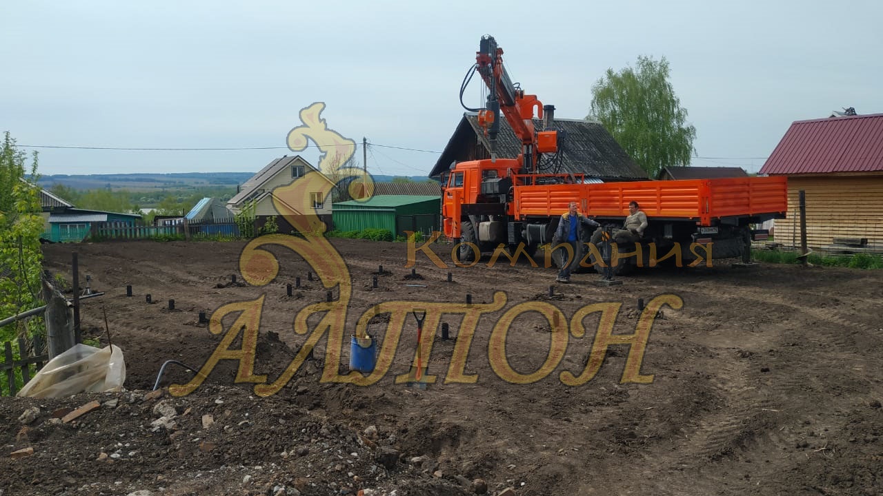 Установка винтовых свай в глинистый грунт.